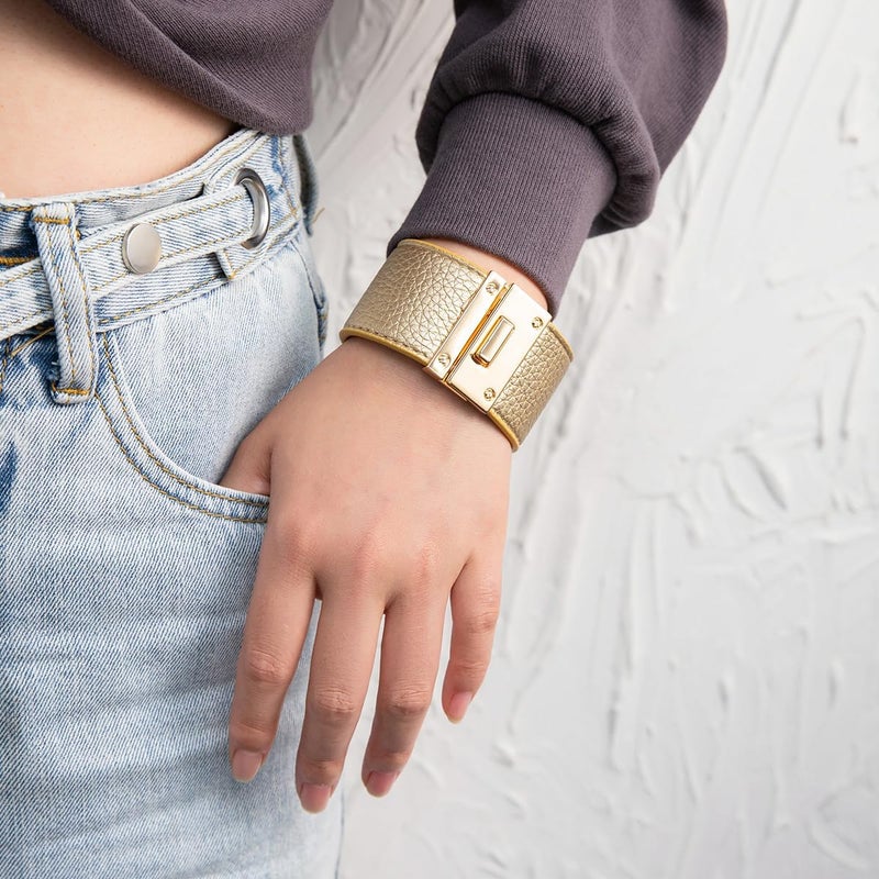 Rantanto Braid Leather Wrap Bracelet Trendy Stackable Crystal Cuff Boho Gold Heart Bracelet Jewelry Gift For Women - Image 4